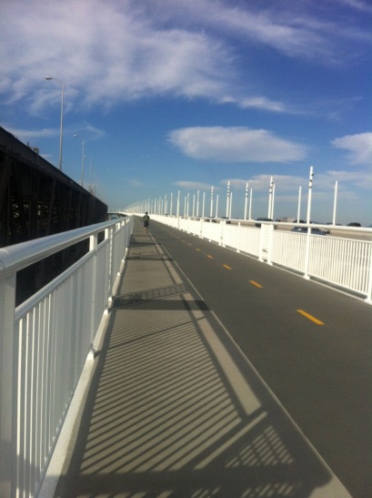 The spanking new running and cycling path on the Bay Bridge.